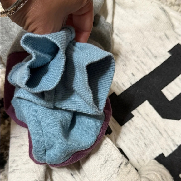 PINK Victoria's Secret Cream Sweatshirt with Color Block Sleeves - Picture 7 of 9